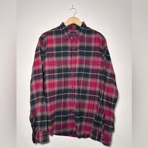 J.Crew Flannel Shirt in Black, Red, & Brown Size XL